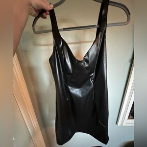 Black leather dress